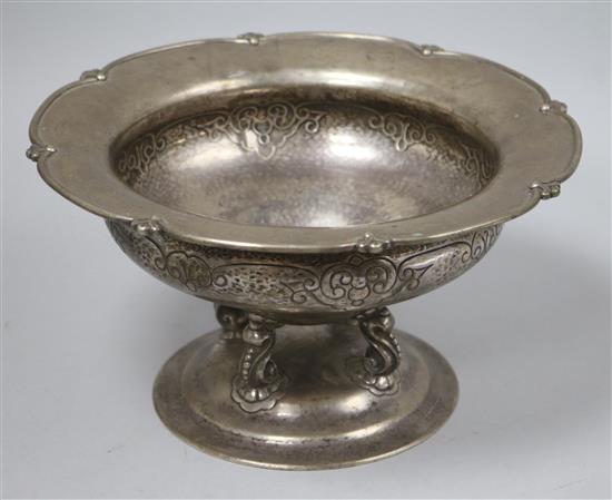 A Scandinavian 830 standard silver bowl, on quadruped supports, 16 oz.